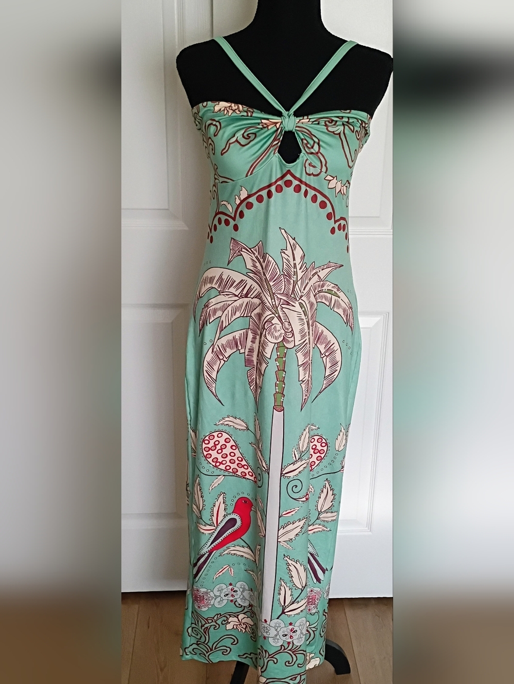 Mint Green Tropical Print Maxi Dress